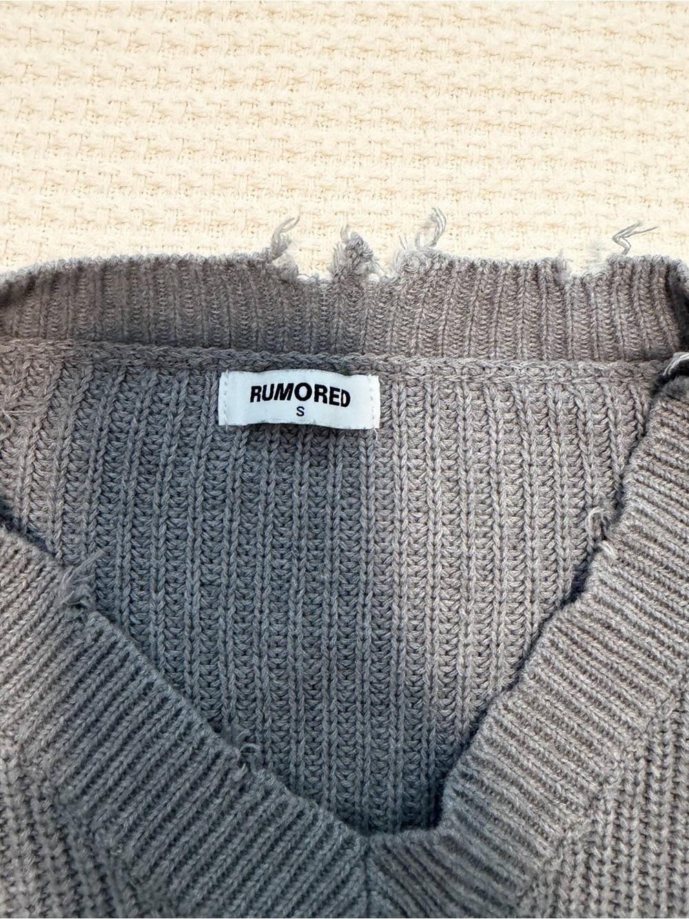 Rumored Gray Distressed Ribbed Knit SET - Picture 4 of 4